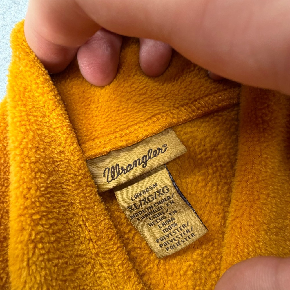 Wrangler Mens XL Mustard Yellow Fleece Quarter Snap‎ Pullover Sweater LWK885M - Picture 5 of 7